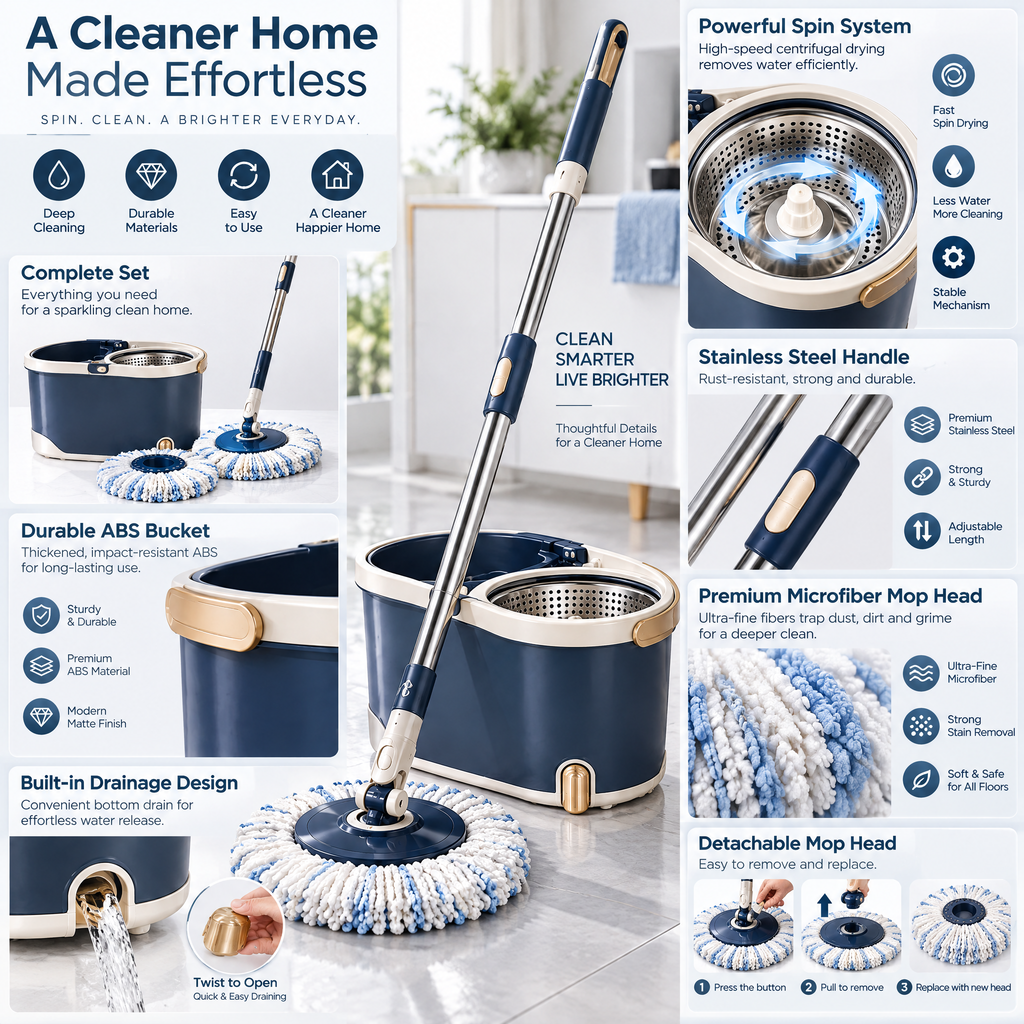 Orvalmere™ Deluxe Spin Mop & Bucket System