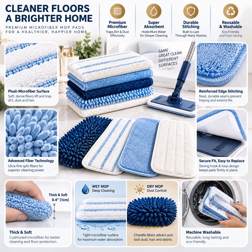 Orvalmere™ Multi-Surface Microfiber Mop Pad Set