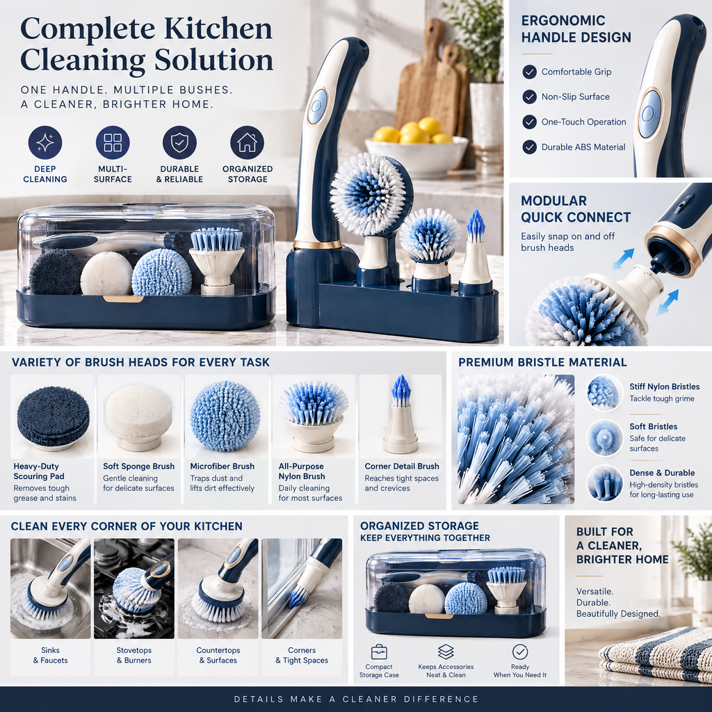 Orvalmere™ Multi-Head Electric Spin Scrubber Set