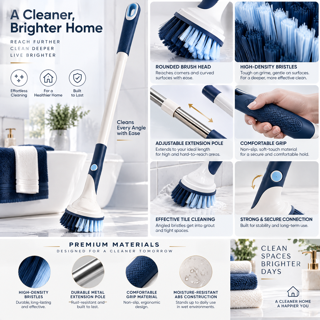 Orvalmere™ Long-Handle Bathroom Scrub Brush