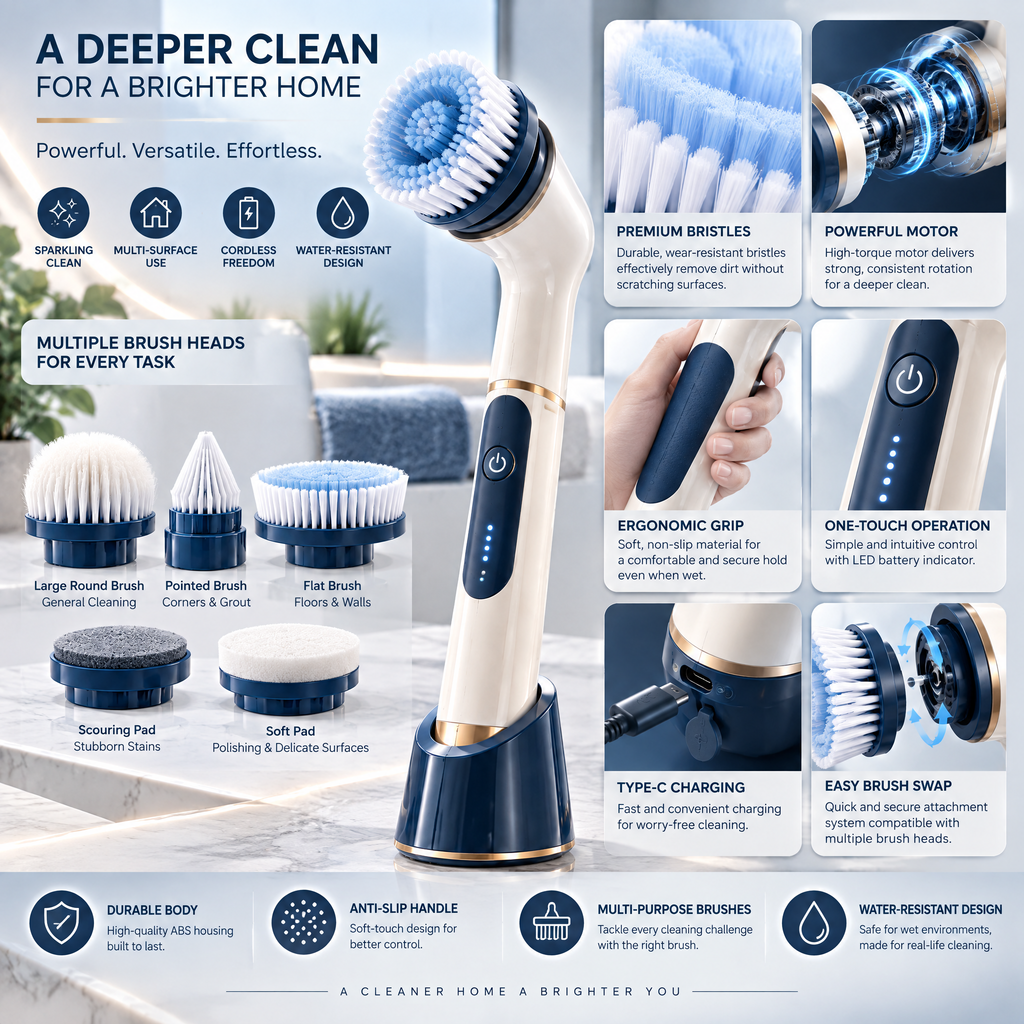 Orvalmere™ Cordless Electric Spin Scrubber Set