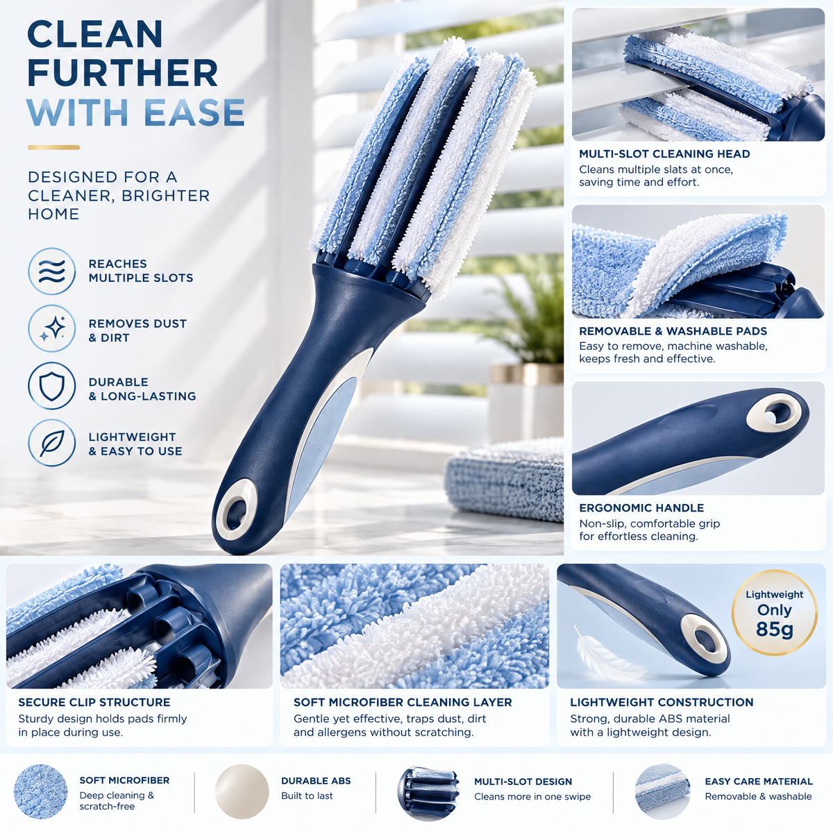 Orvalmere™ Triple-Blade Blind Duster